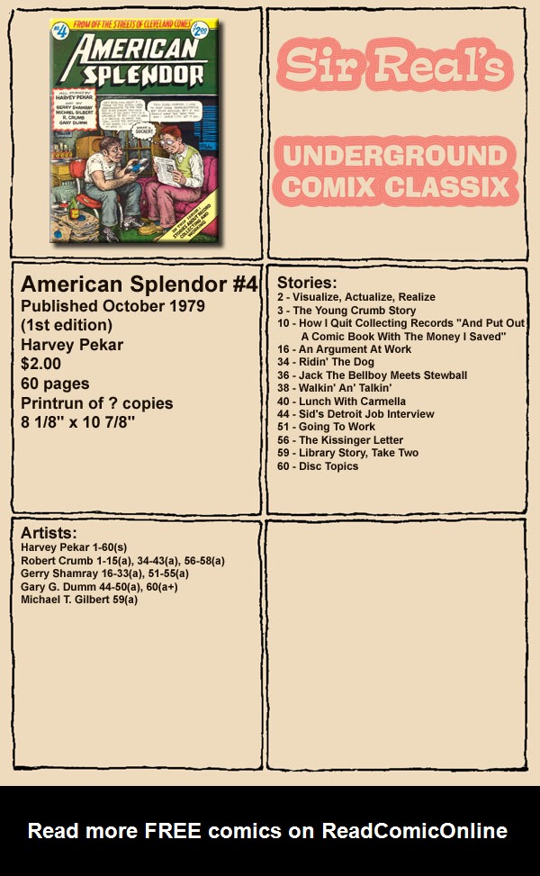 Read online American Splendor (1976) comic -  Issue #4 - 1