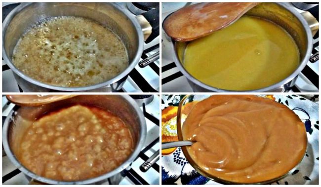 Preparación de la salsa de toffe y miel