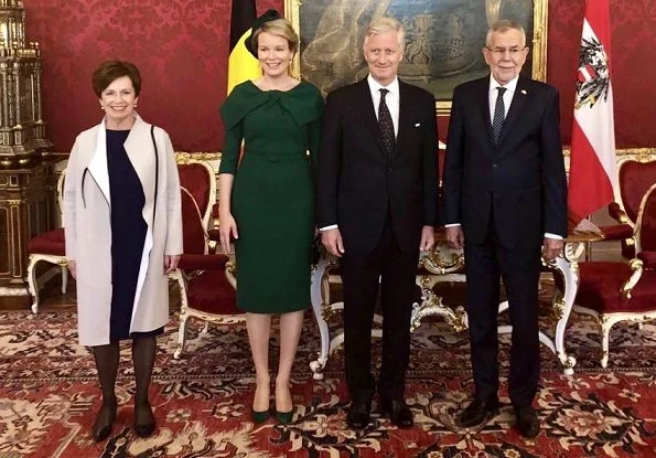 King Philippe and Queen Mathilde were welcomed by President Alexander Van der Bellen of Austria and his wife Doris Schmidauer