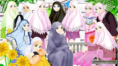  Gambar  gambar  kartun islami Muslimah Berjilbab  Terbaru 