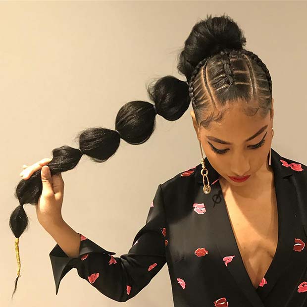 31 Bubble Ponytail Hairstyles With Weave To Wear This Year