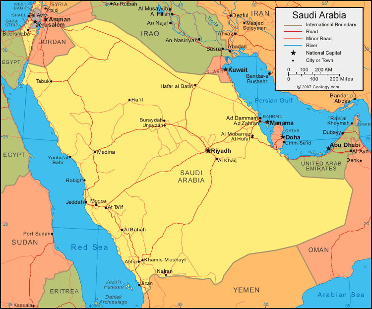 Arábia Saudita | Mapas Geográficos da Arábia Saudita