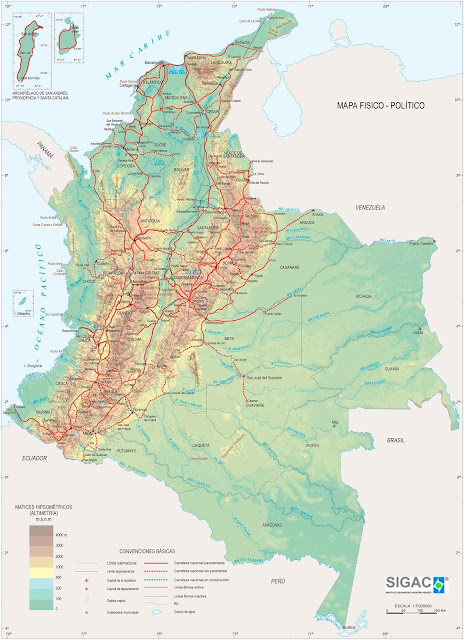 Mapa rodoviário da Colômbia