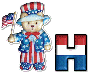 Abecedario con Osito Vestido con la Bandera de USA. Bear with the American Flag Alphabet.