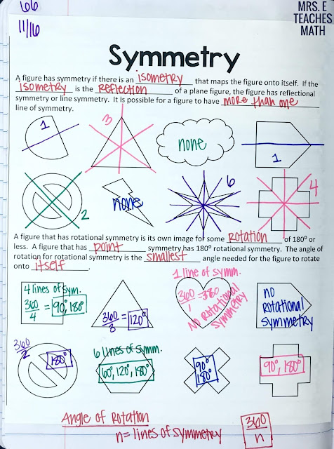 symmetry notes for interactive notebooks in high school geometry *free download*