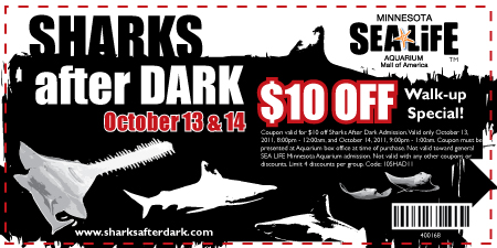 SEA LIFE Minnesota Aquarium: $10 off Sharks After Dark admission!