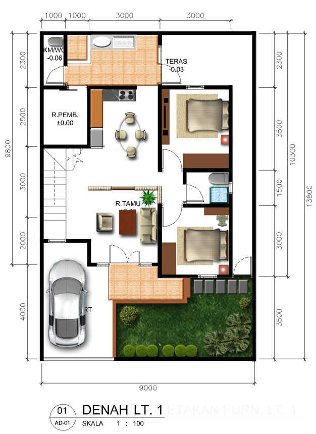 33 Denah Rumah  Sederhana  2  Kamar  Tidur Rumahku Unik