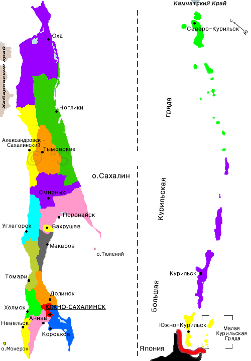 Карта сахалина подробная с дорогами и деревнями японская