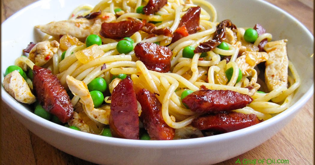 Spaghetti with Chicken Chorizo and Sundried Tomatoes A Glug of Oil