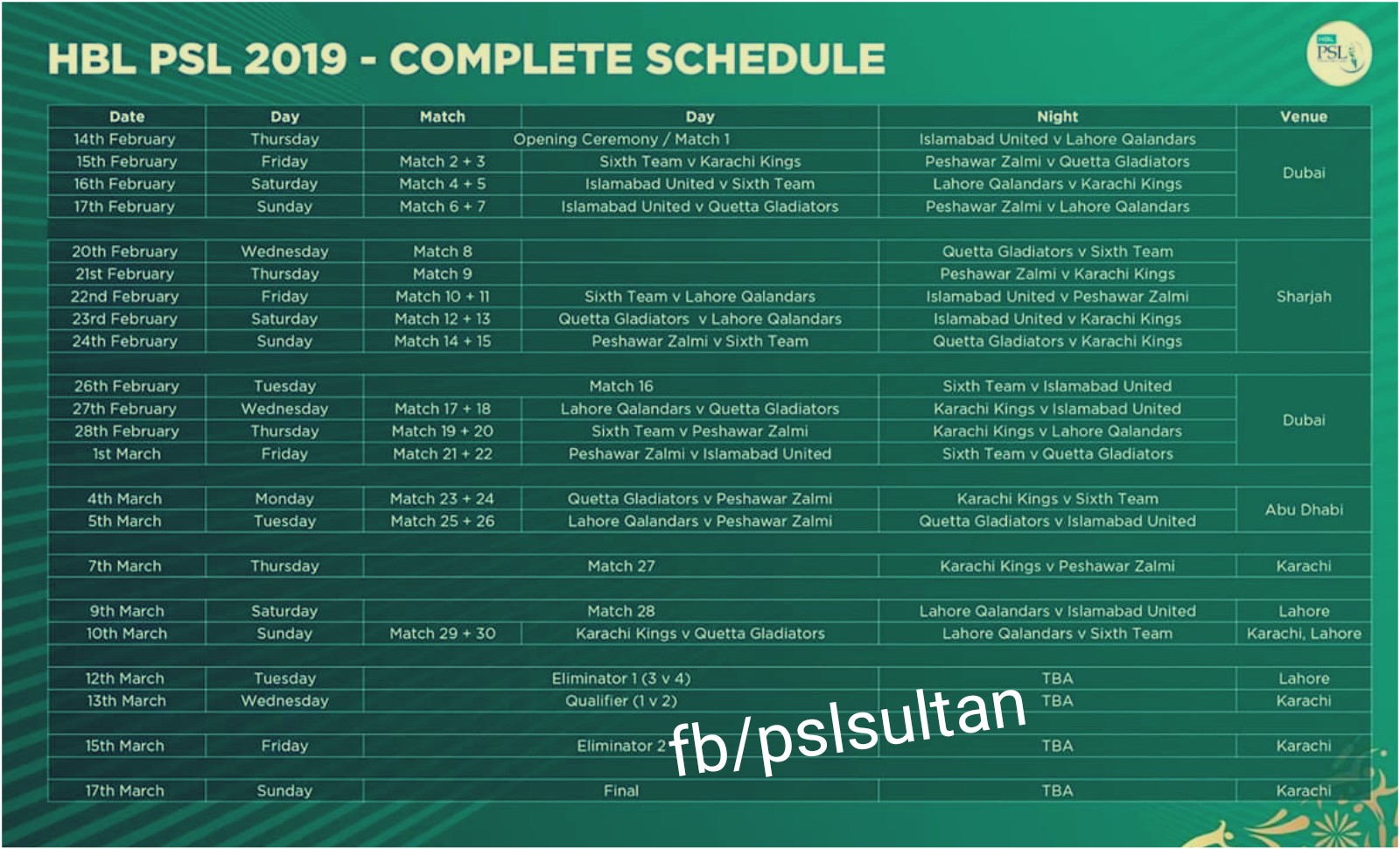 Psl 4 Psl 2019 Schedule Of All Matches The 2019 pakistan super league is less than a month away and the teams have already started their preparations for the tournament. psl 4 psl 2019 schedule of all matches