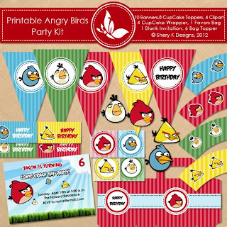 Elmo Birthday Party Supplies on Shery K Designs  Free Printable Birthday Kit   Angry Birds