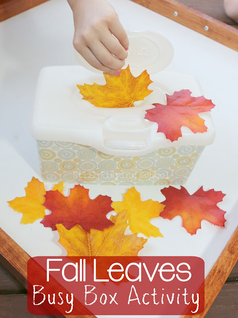 This fine motor activity keeps kids busy, entertained, and quiet as they learn about fall leaves!