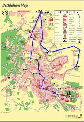 Mapa de mi recorrido por la ciudad vieja de Belén