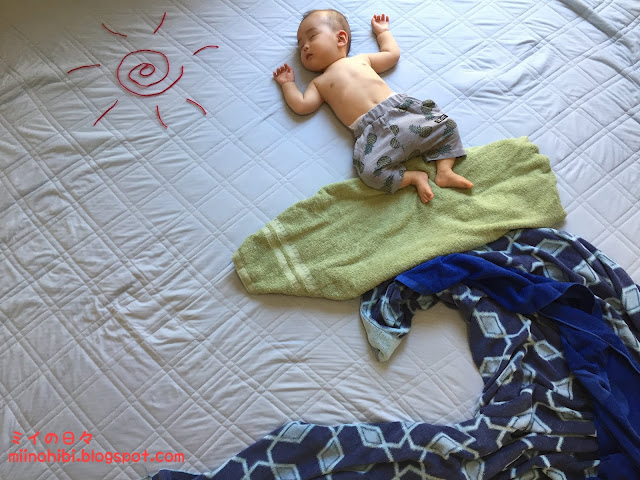 お昼寝アート 赤ちゃん サーフィン 海 波
