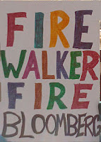 colorful sign saying, Fire Walker, Fire Bloomberg