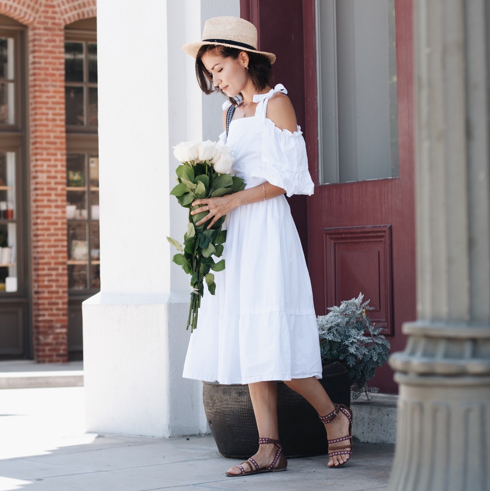 Exploring Placita Olvera Street + OTS White Dress | Mom Jeans & Mimosas