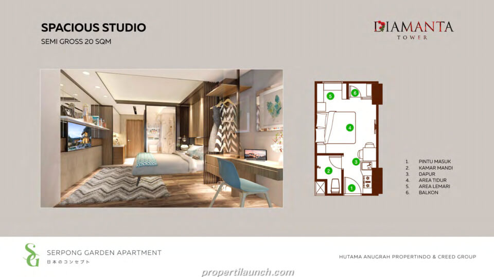 Tipe Studio Apartemen Serpong Garden Tipe Studio Apartemen Serpong Garden