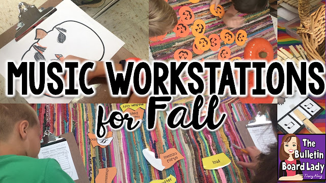 Music workstation ideas for fall include playing instruments, pumpkin matching games, candy corn puzzles and more! High engagement, active learning, high level conversations and smiles are all part of these centers for October and November in music class.