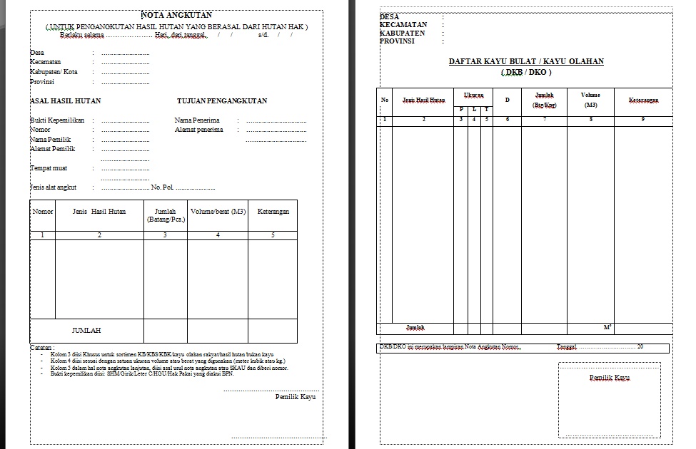 Surat Penting Contoh Format Nota Angkutan