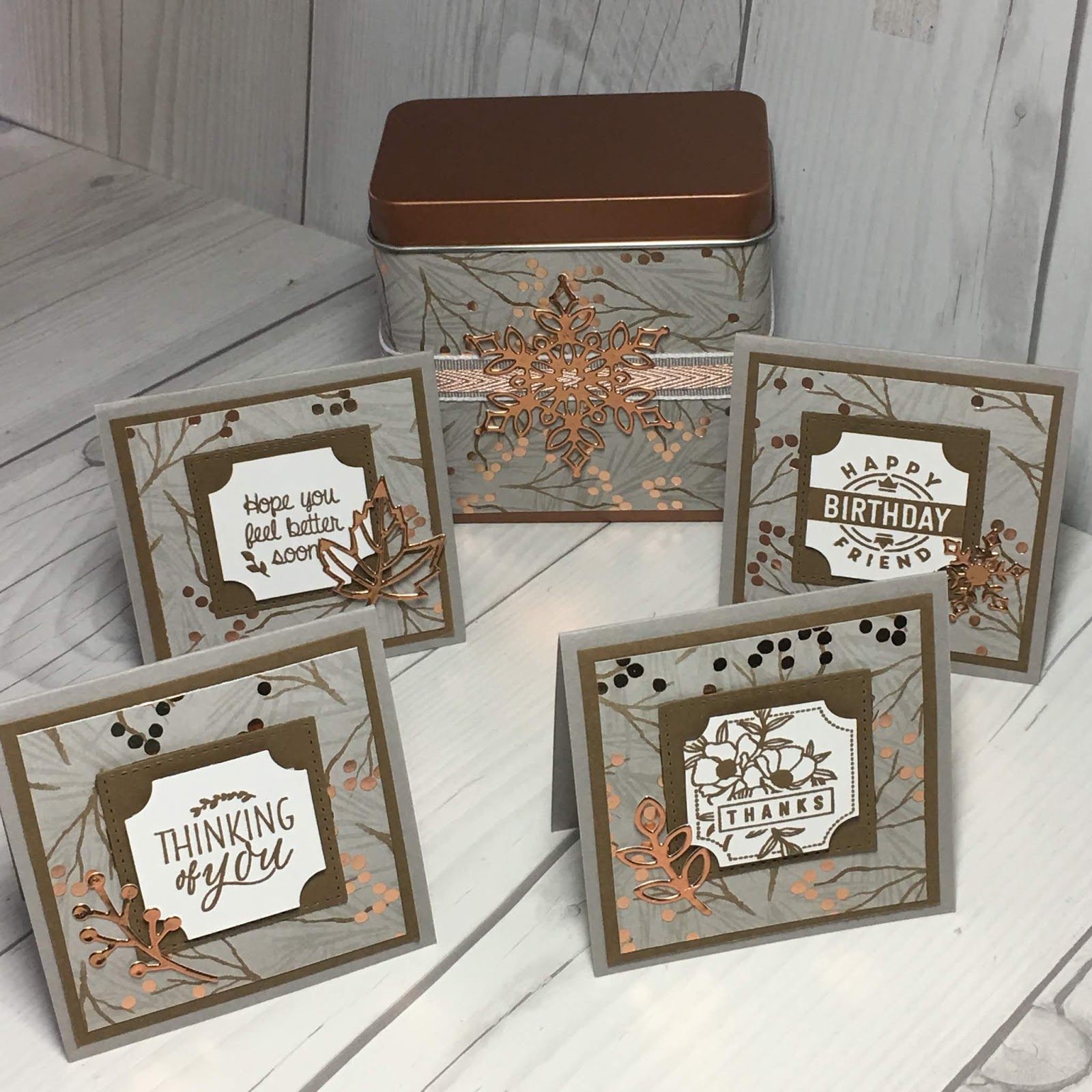 Stamped Sophisticates Stampin' Up! Copper Tea Tin & Gift Card Set