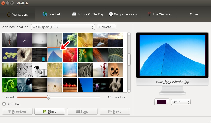 Ubuntu Wallch その13 特定の画像を壁紙に設定する 指定した画像から壁紙の自動切り替えを実行する 選択した画像ファイルを削除する Kledgeb