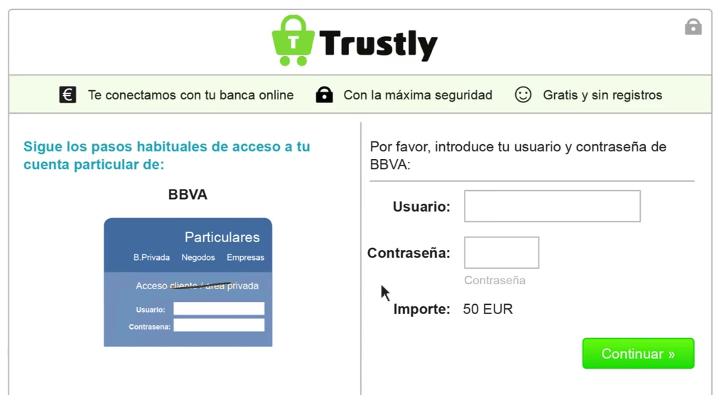 Trustly Account Transactions Screen