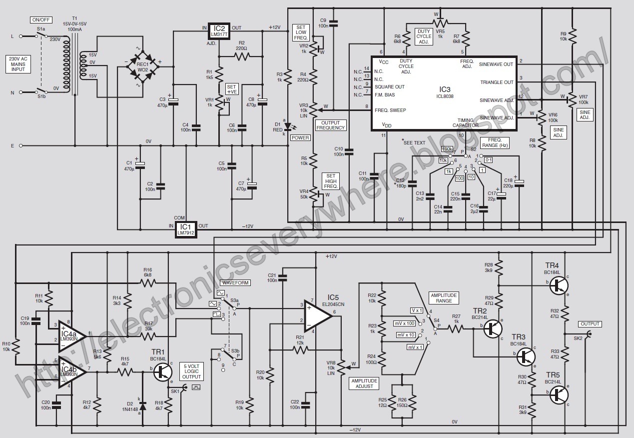 Electronics EveryWhere: Versatile 200KHz Function Generator using ICL8038