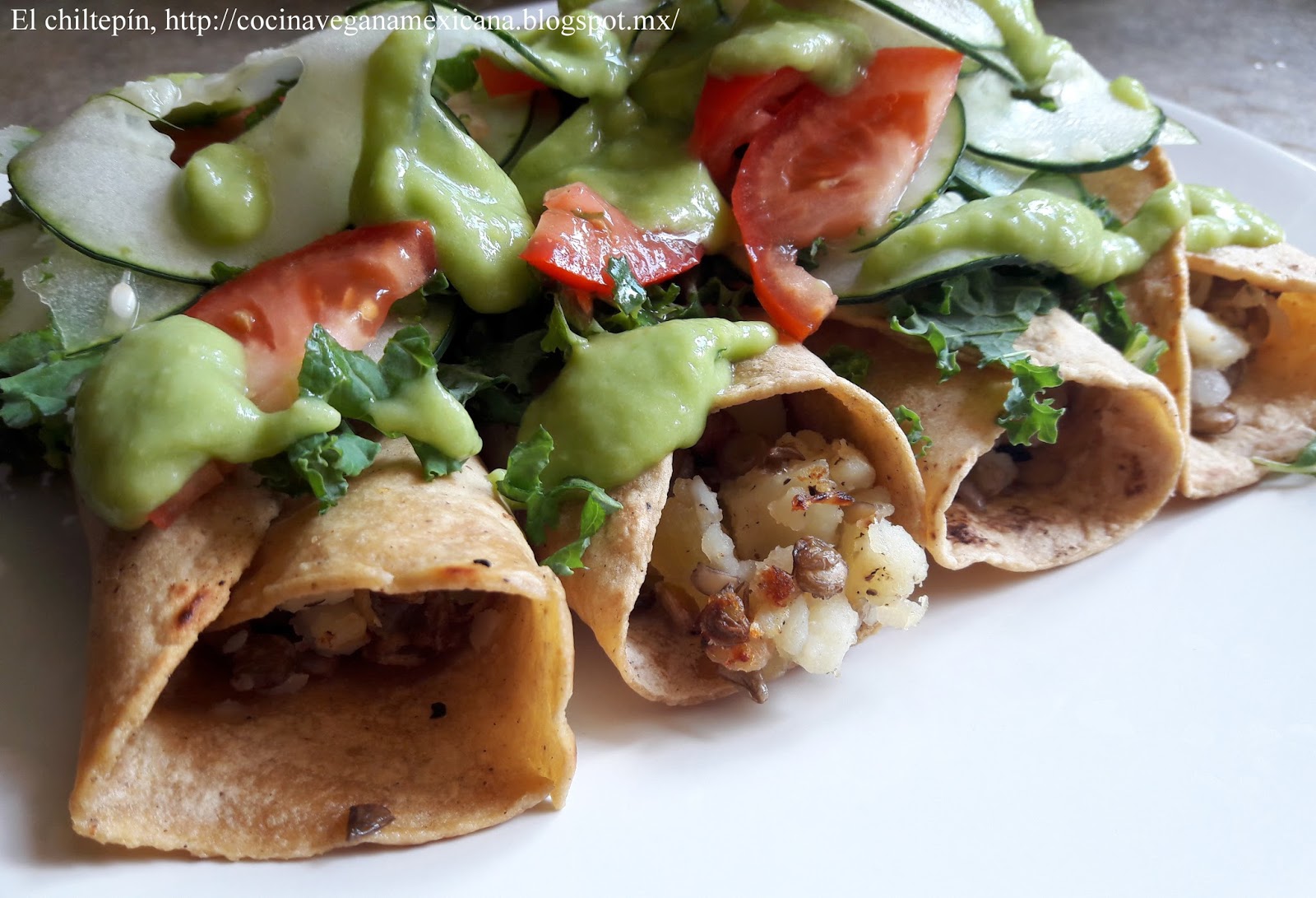 El chiltepín, la dulce cocina vegana Flautas de papa y lentejas con