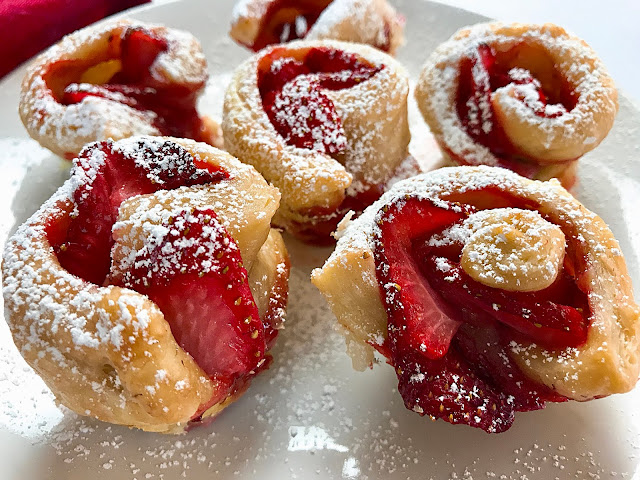 Strawberry Puff Pastry Roses