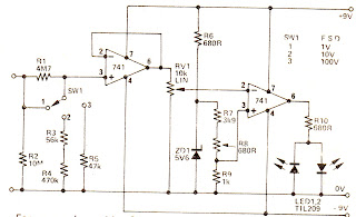 Schematic Volt: Simple LED Voltmeter Circuit