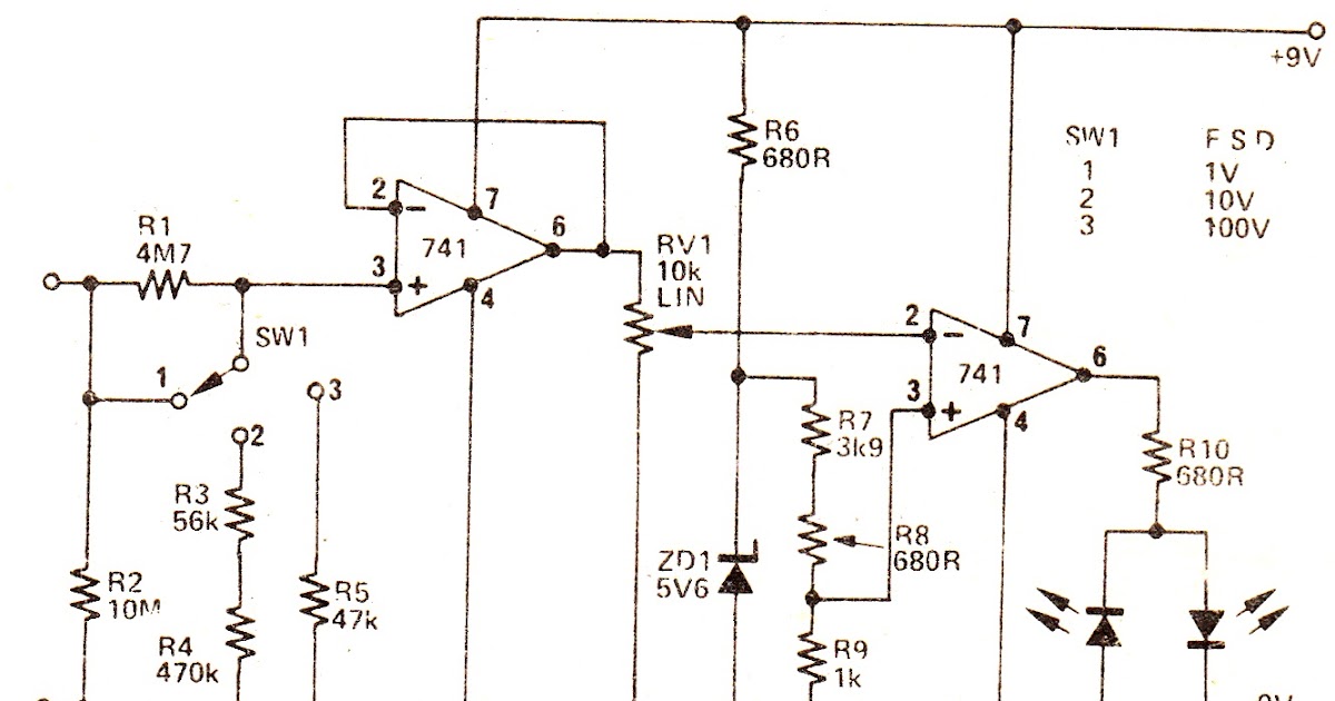 Schematic Volt: Simple LED Voltmeter Circuit