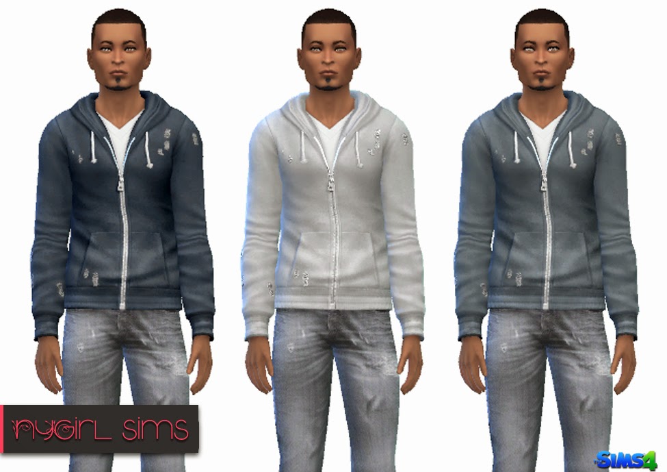 NyGirl Sims 4: Faded Zip Up Hoodie
