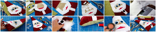 DIY Squeaky Stuffed Santa Claus Christmas Dog Toy Step-by-step making a Christmas dog toy shaped like Santa with stuffing and squeakers