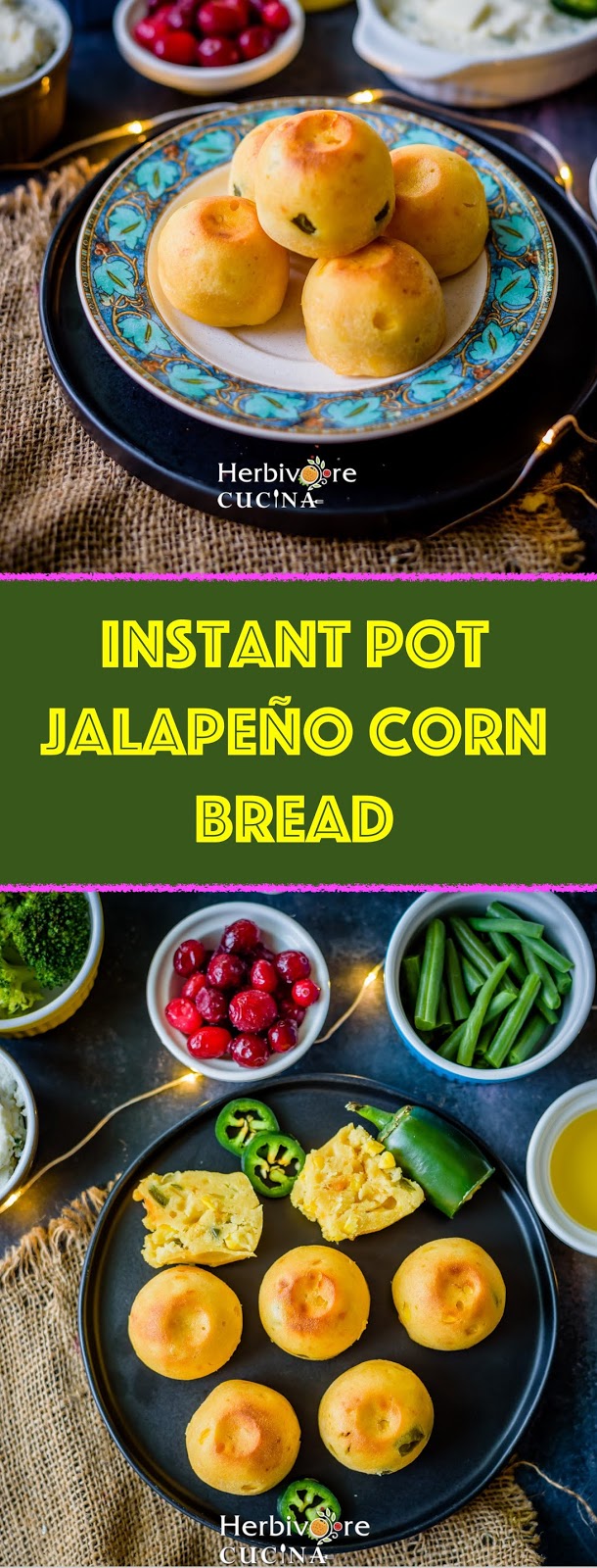 Herbivore Cucina Instant Pot Jalapeño Cheddar Corn Bread