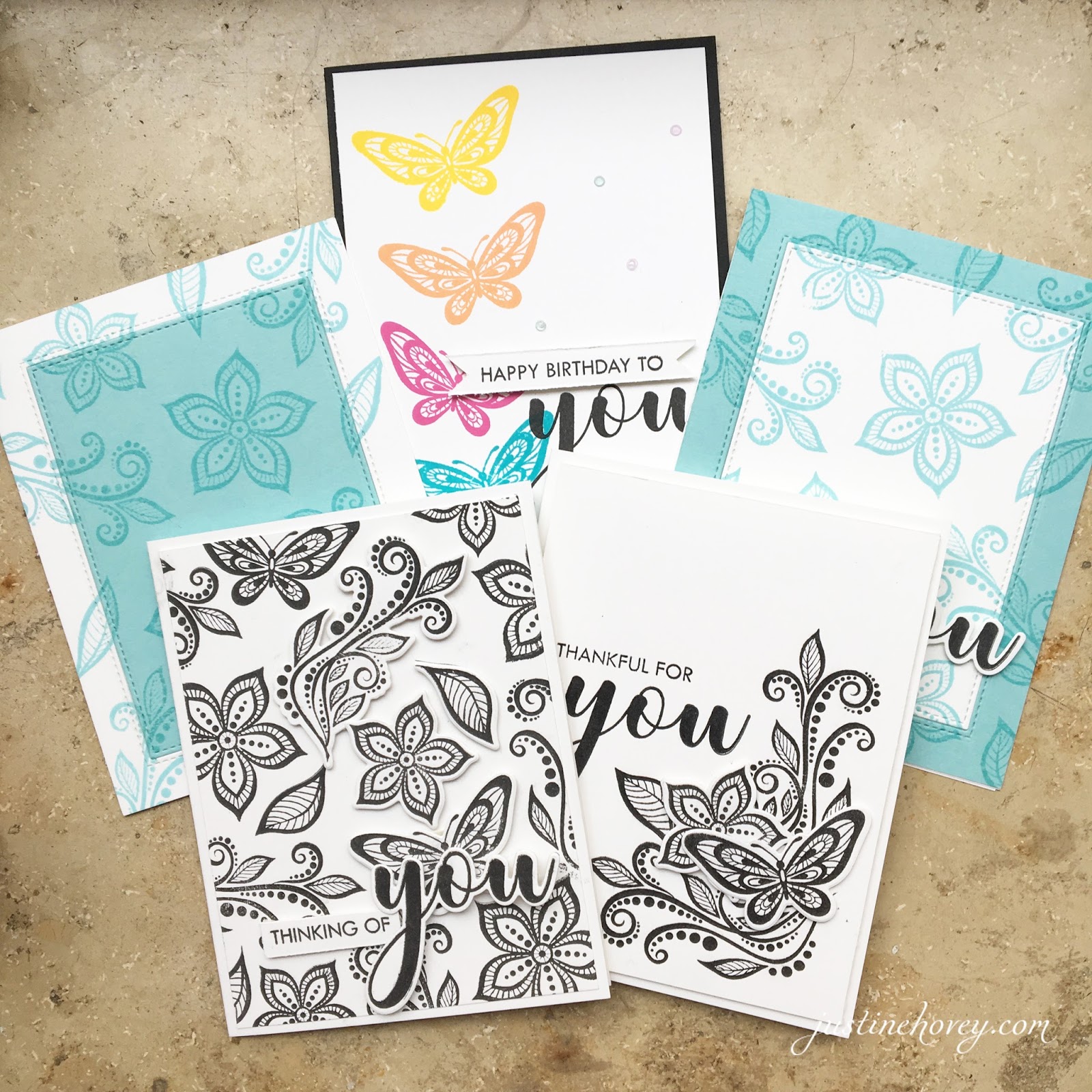 Justine's Cardmaking Gina K Designs Boho Flower Kit Reveal 5 Cards 1