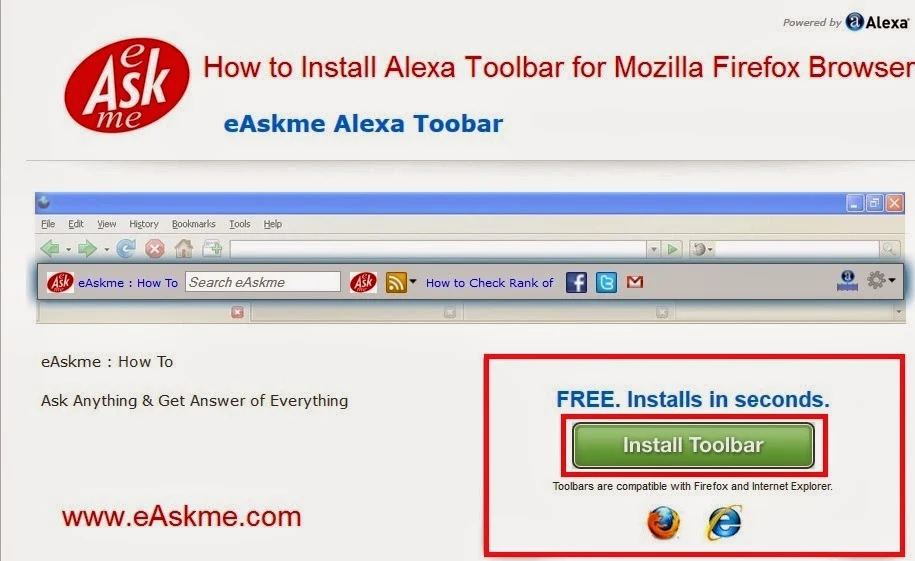 How to Install eAskme Alexa Toolbar : eAskme