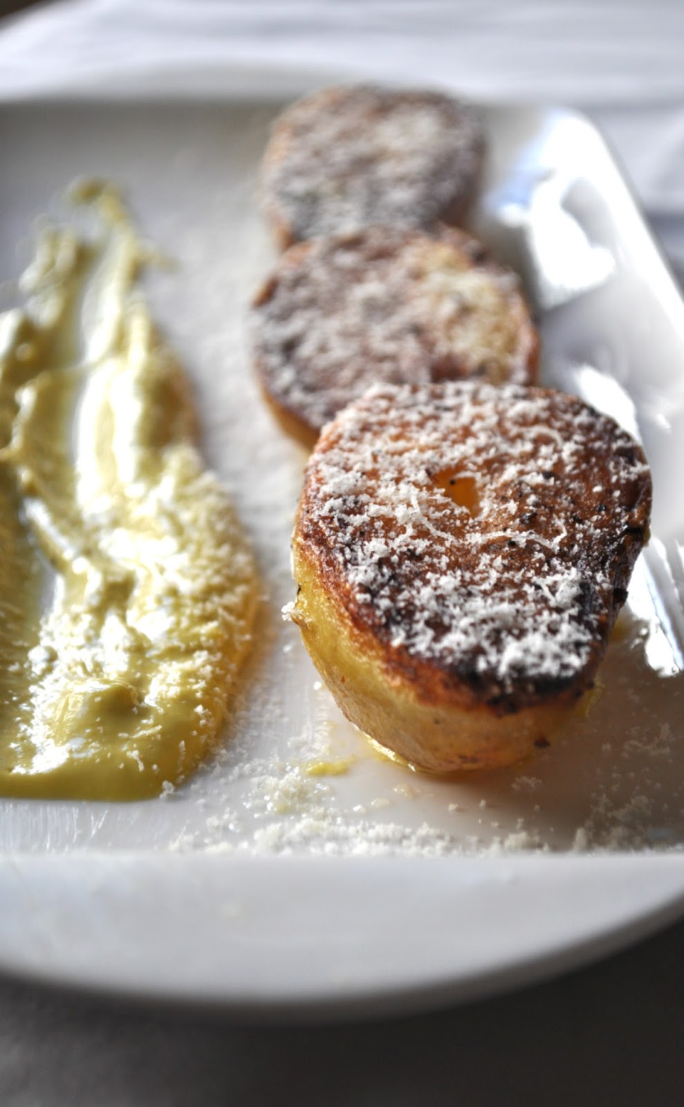 roasted garlic fondant potatoes w/ homemade mustard aioli Chow Creations