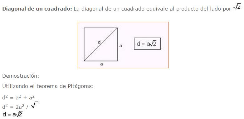 Como Saber La Diagonal De Un Cuadrado