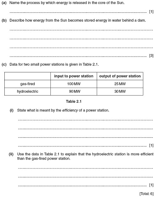 Past Papers Physics O-Levels and IGCSE: Work Power Energy