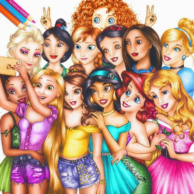 19-The-Disney-Selfie-Kristina-Webb-Colour-me-Creative-Drawings-www-designstack-co