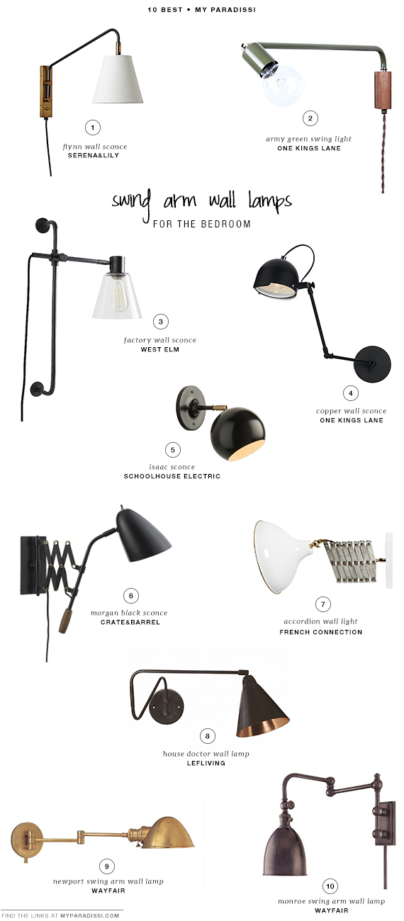 10 BEST: Swing arm wall lamps for the bedroom | My Paradissi