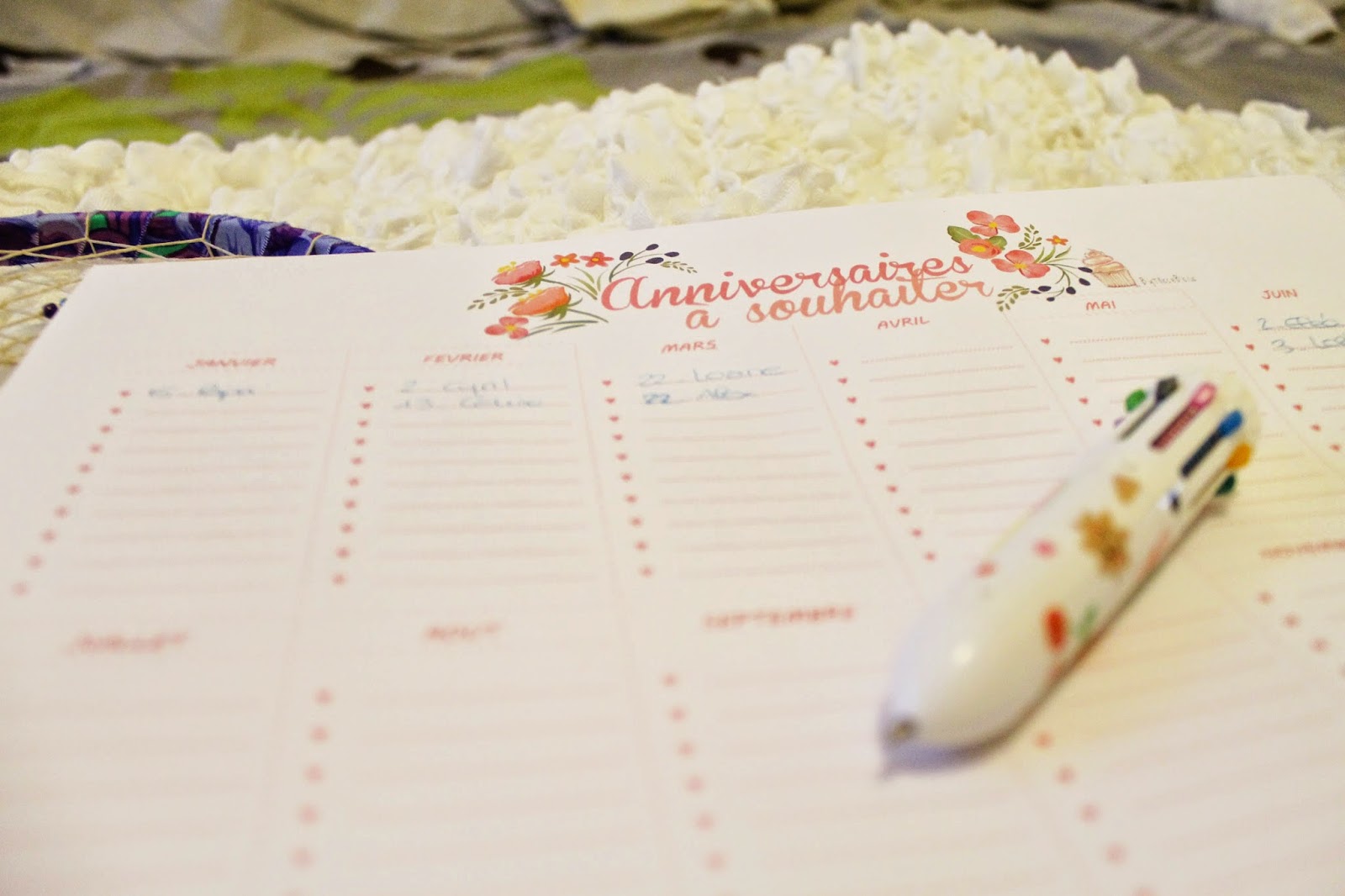 [Mom’Organisation #4] Calendrier d’anniversaires à souhaiter