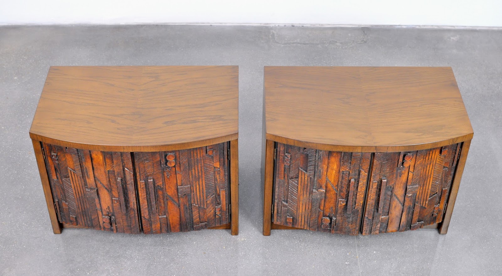 SELECT MODERN Pair of Lane Brutalist Nightstands, Side or