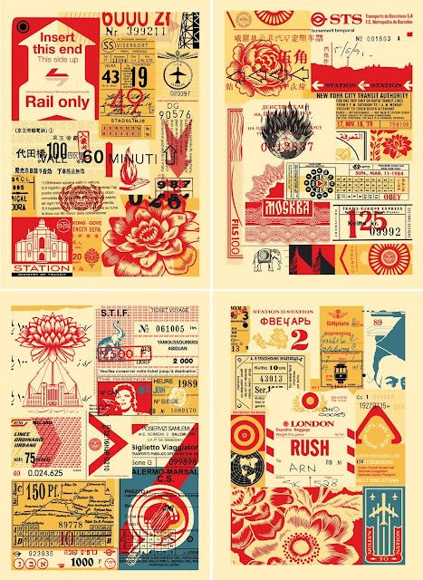 Obey Giant “Station to Station” Large Format Screen Print Series by Shepard Fairey - Station to Station 1, 2, 3 & 4