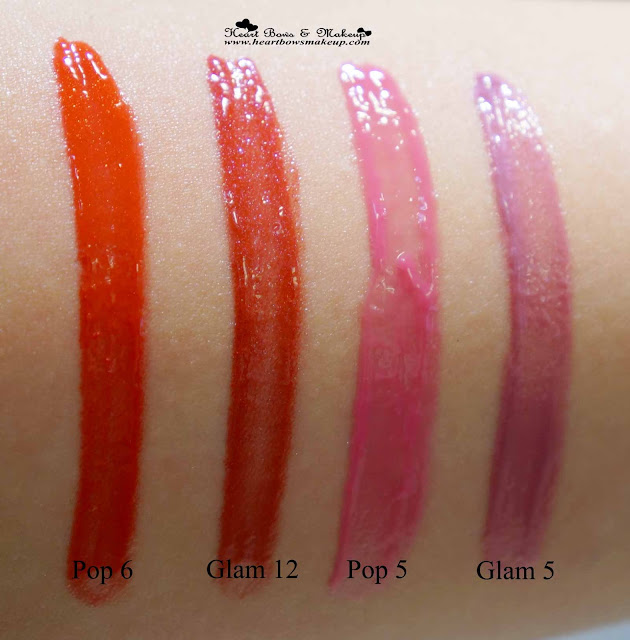 Maybelline Lip Polish Glam 6 Glam 12 Pop 6 Glam 5 review swatches price india