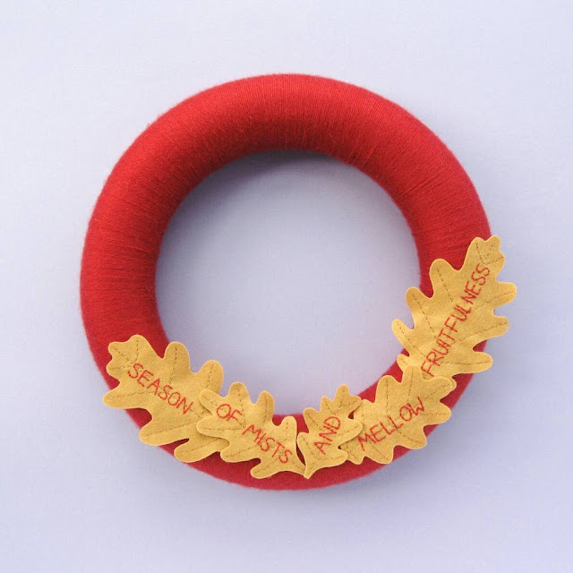 Embroidered Oak Leaves Autumn Wreath Tutorial Embroidered Oak Leaves Autumn Wreath Tutorial