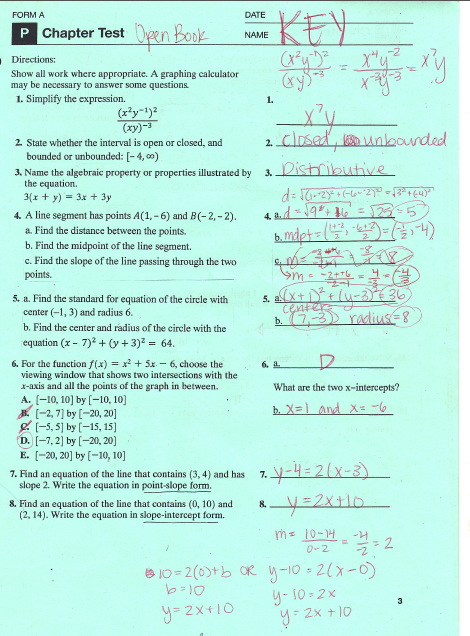 PreCalculus: Chapters P-2 Answers