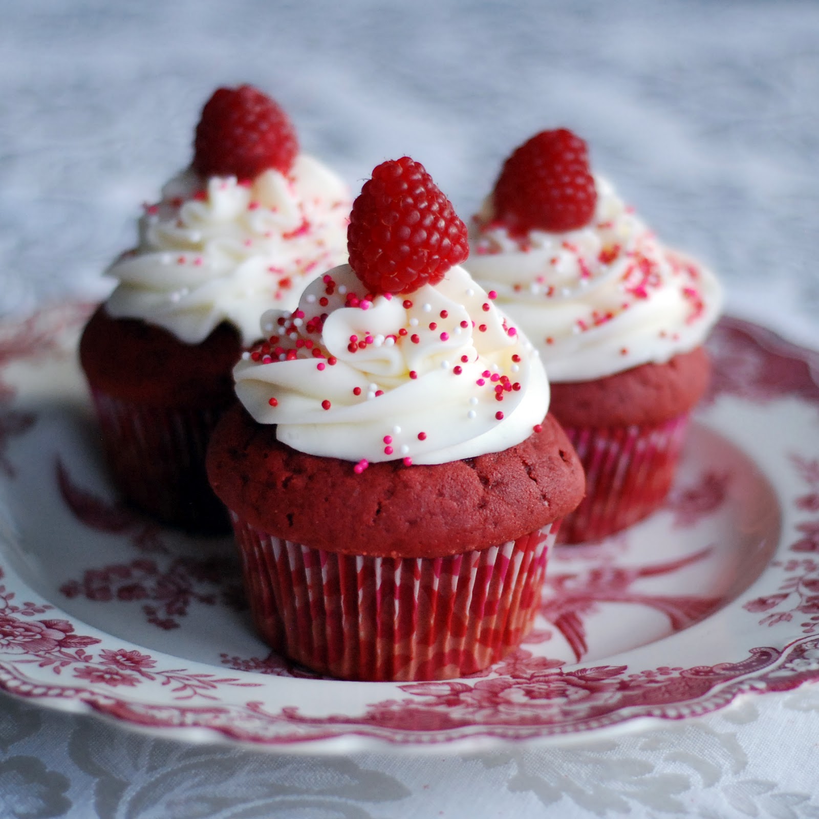 Sprinkle Charms: Red Velvet Cupcakes with Cream Cheese Frosting