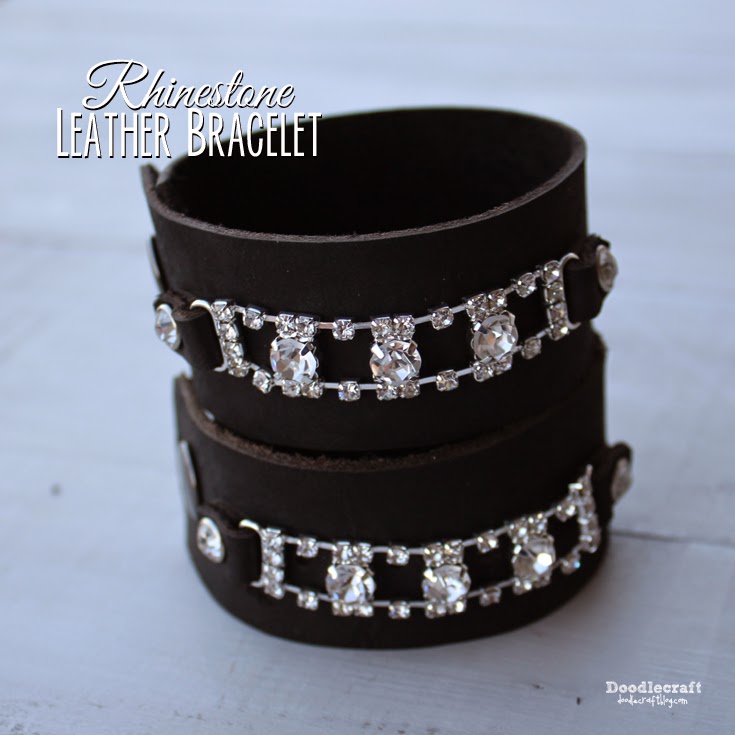 Leather Rhinestone Cuff Bracelets!