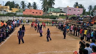 Girls Volleyball match between two schools